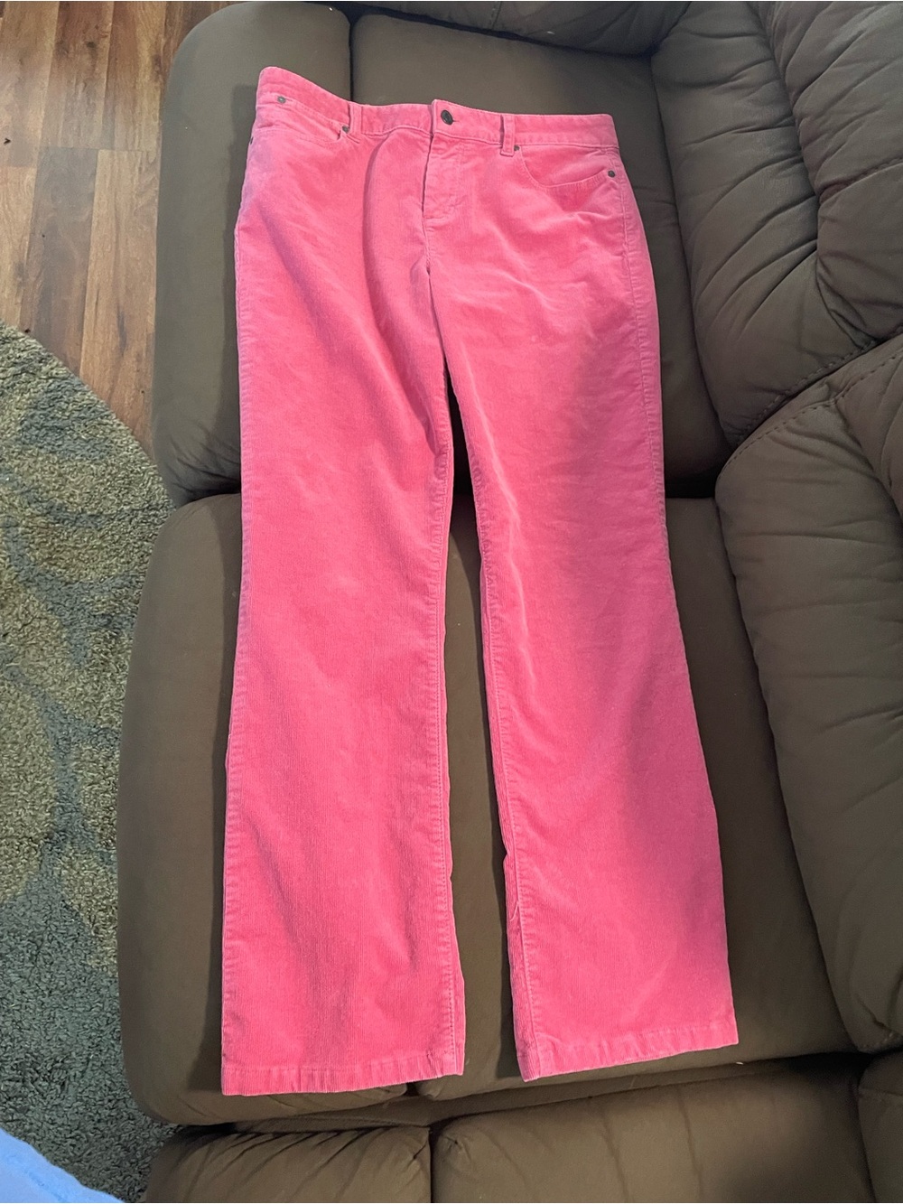 Womens Talbots Pink Corduroy Straight-Leg Pants